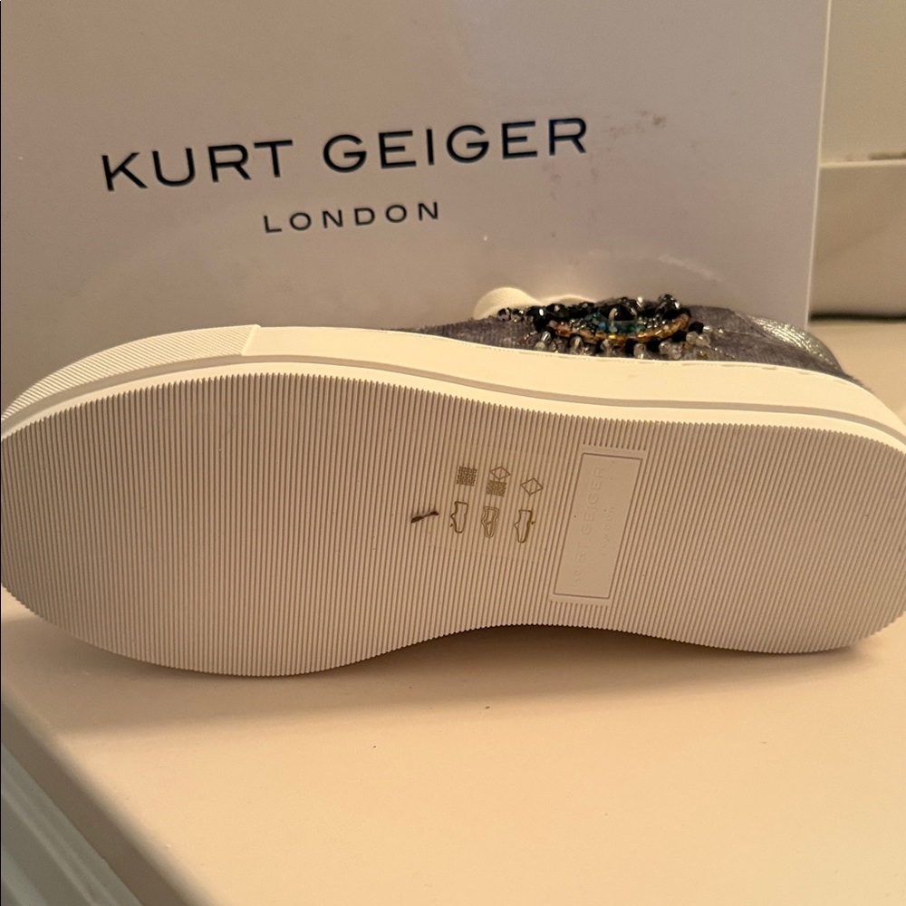 Kurt Geiger Women's Metallic Silver Sneakers - Picture 2 of 10